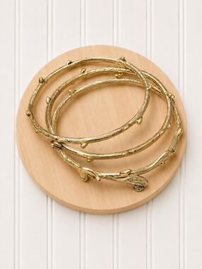 Gold Twig Bangle Bracelet Set - Elegant Nature-Inspired Women’s Jewelry